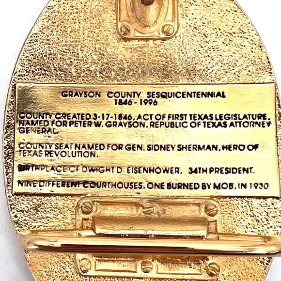 Grayson County Texas Sesquicentennial 150 Belt Buckle Republic of Texas Sherman - Picture 8 of 11